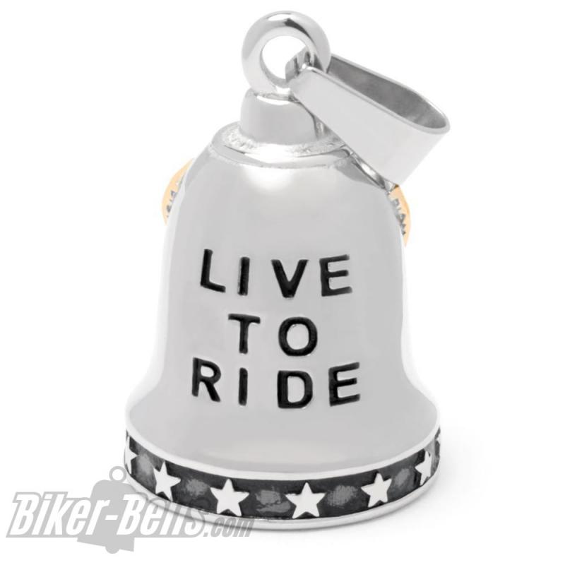 American Biker Ride Bell aus Edelstahl silber gold Adler Sterne Glücksbringer Glocke